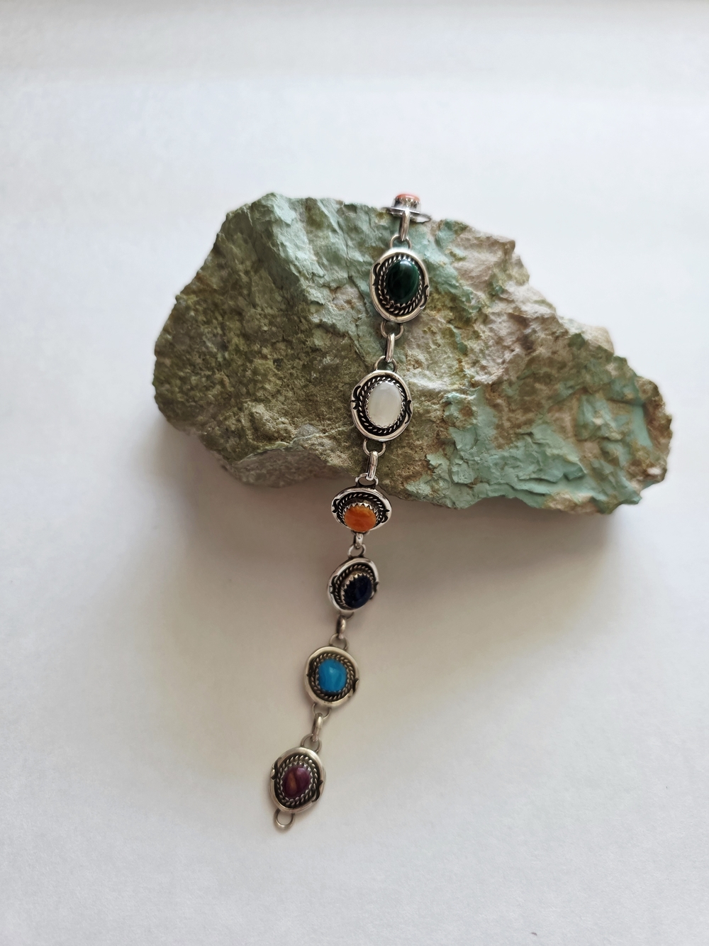 Multicolored Stone Link Bracelet - Women Jewelry